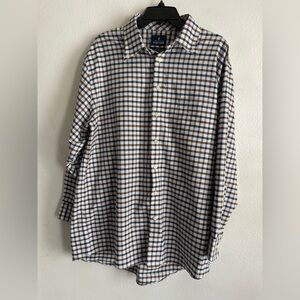 Stafford Brown and Blue Checkered Button-Down Shirt